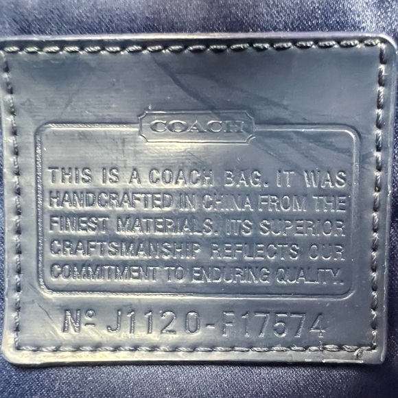 Coach F17574 Signature Tote Handbag Satin Sequins Medium Blue Bag - Picture 10 of 11